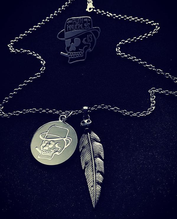 Rum Knuckles Raven Feather Pendant