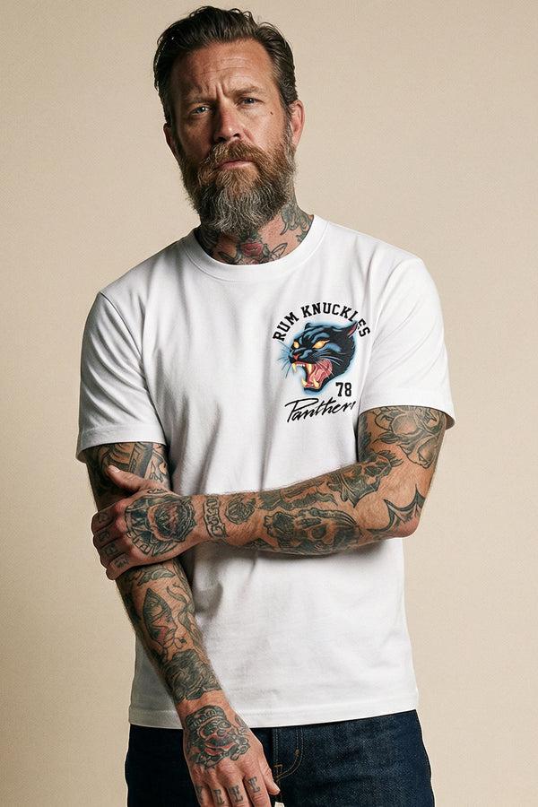 rum knuckles Rum Knuckles - Panther T-Shirt - White