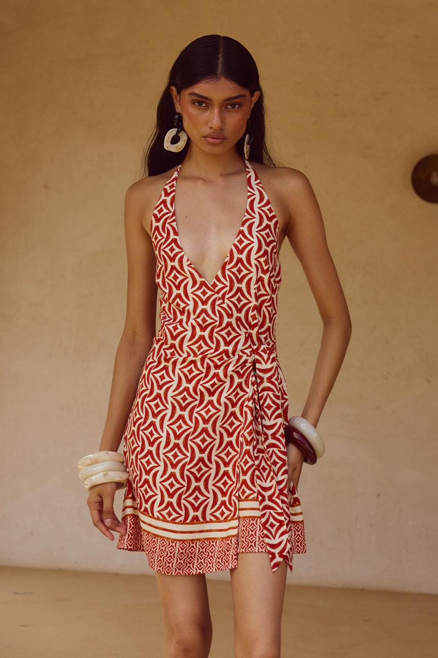 runaway the label ALARA HALTER MINI DRESS - ALARA RED