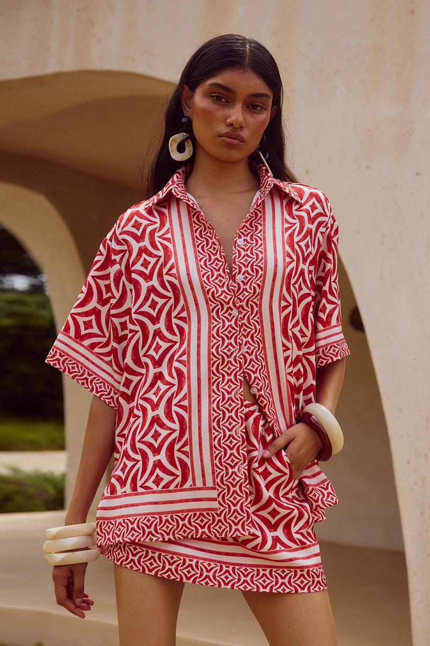 Runaway The Label ALARA SHORT SLEEVE SHIRT - ALARA RED