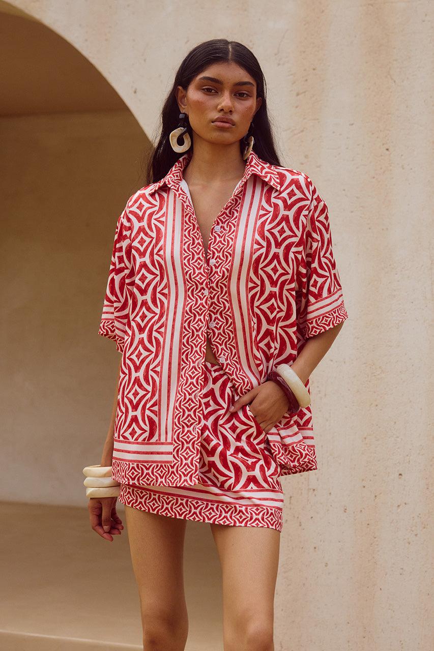 runaway the label ALARA SHORT SLEEVE SHIRT - ALARA RED