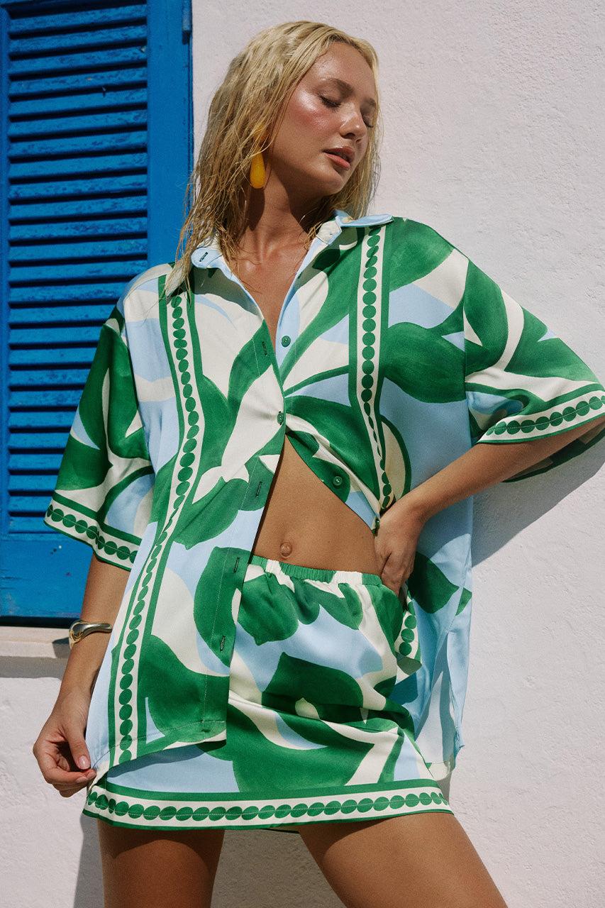 Runaway The Label ALARA SHORT SLEEVE SHIRT - AMOREE BLUE