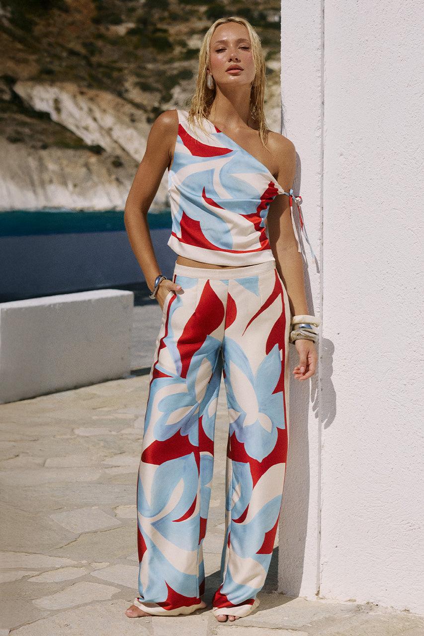 runaway the label AMOREE WIDE LEG PALAZZO PANT - AMOREE RED