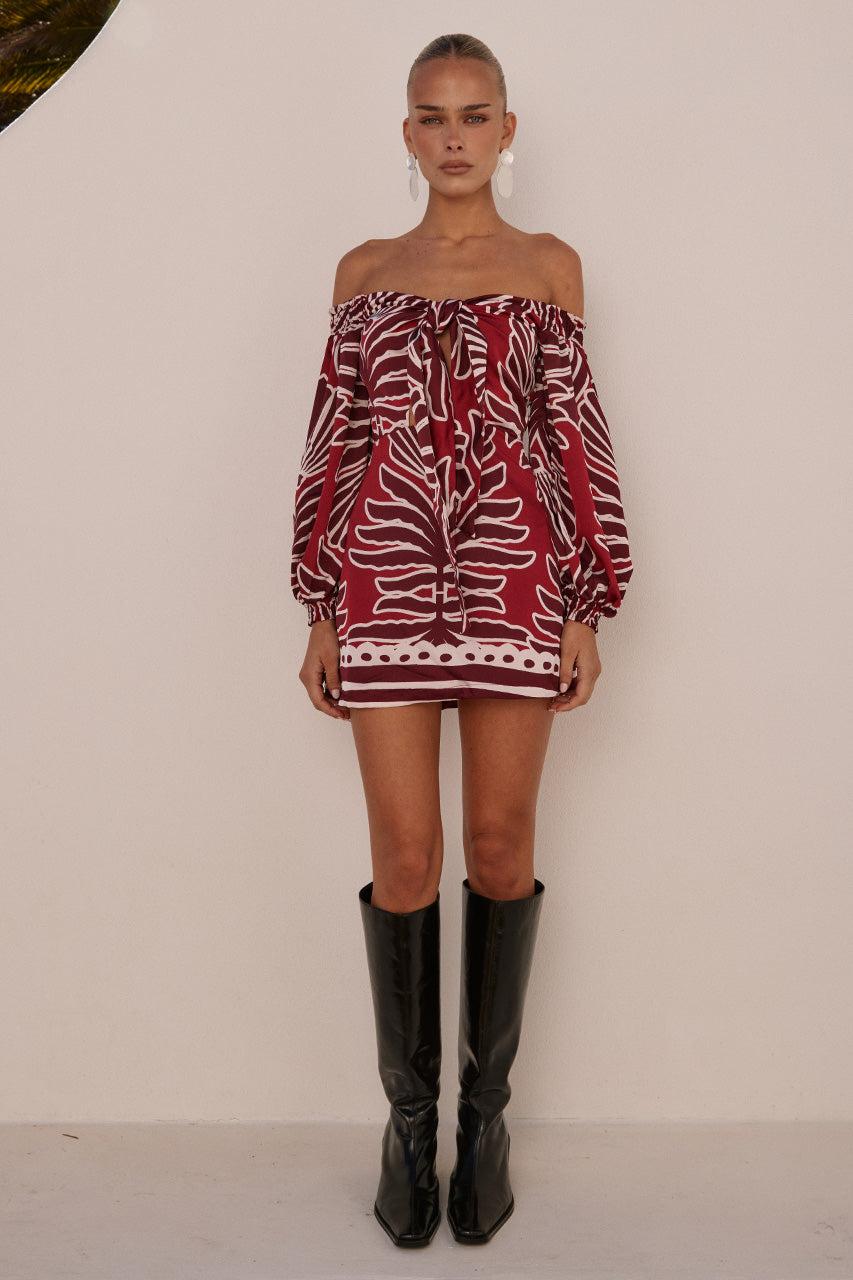 Runaway The Label BRODIE OFF SHOULDER MINI DRESS - BRODIE RED