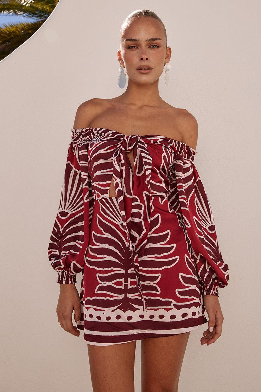Runaway The Label BRODIE OFF SHOULDER MINI DRESS - BRODIE RED