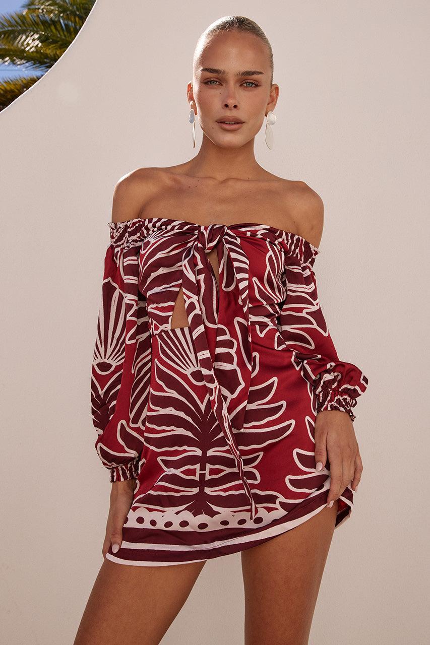 runaway the label BRODIE OFF SHOULDER MINI DRESS - BRODIE RED