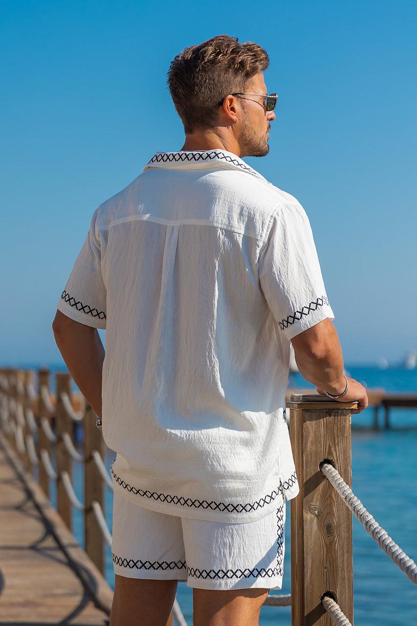 Runaway The Label DIEGO SHORT SLEEVE SHIRT - DIEGO WHITE/BLACK