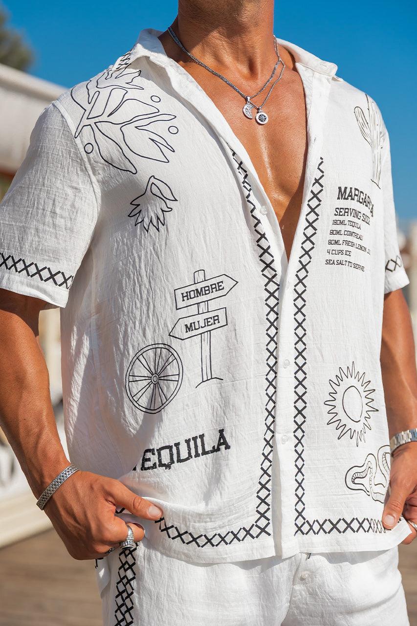 Runaway The Label DIEGO SHORT SLEEVE SHIRT - DIEGO WHITE/BLACK