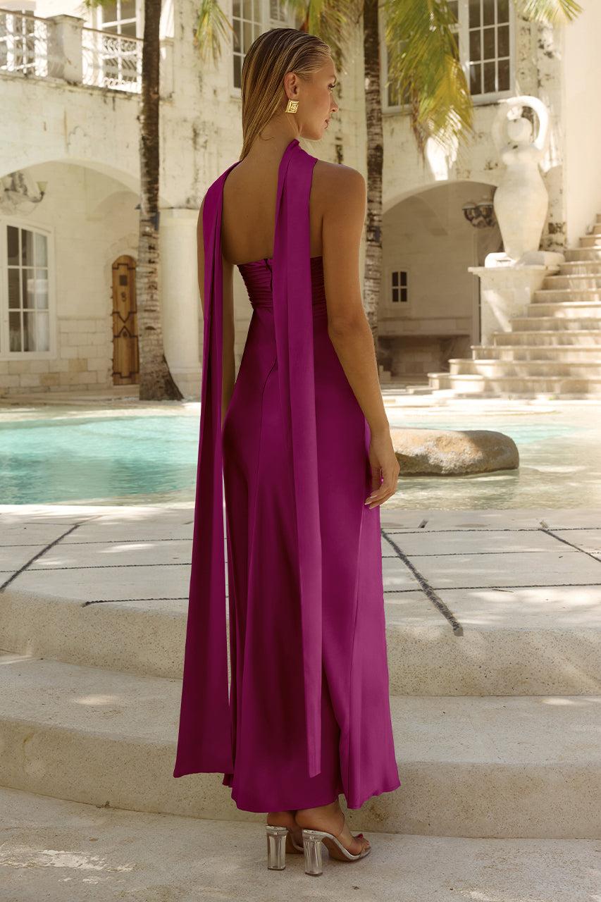 Runaway The Label ELSA STRAPLESS SCARF MAXI DRESS - PLUM