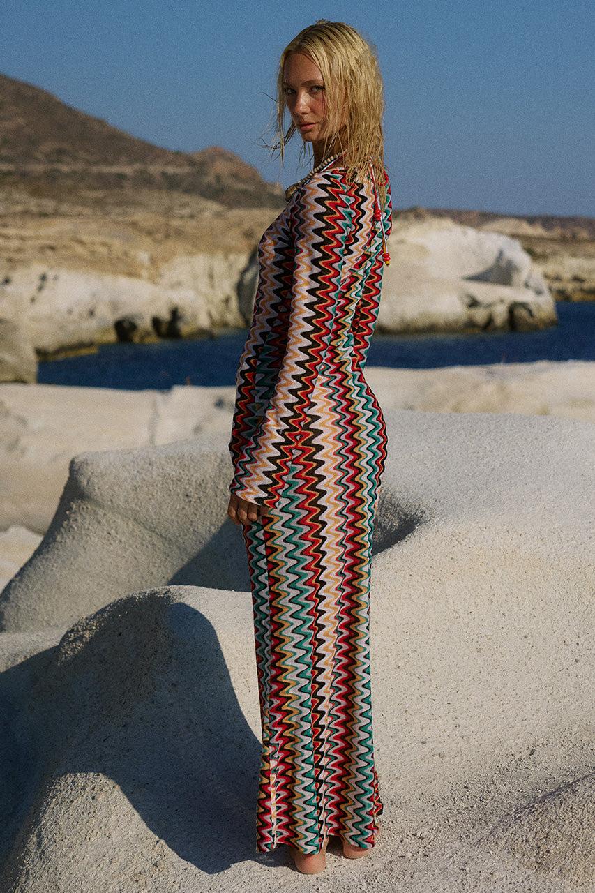 Runaway The Label EMERIE SCOOP NECK MAXI DRESS - XYLA WAVE