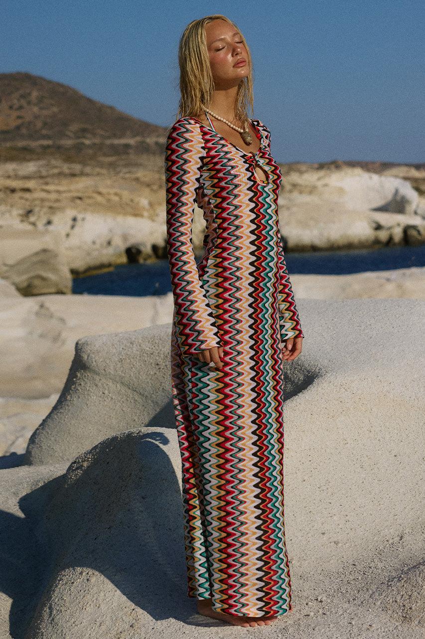 Runaway The Label EMERIE SCOOP NECK MAXI DRESS - XYLA WAVE