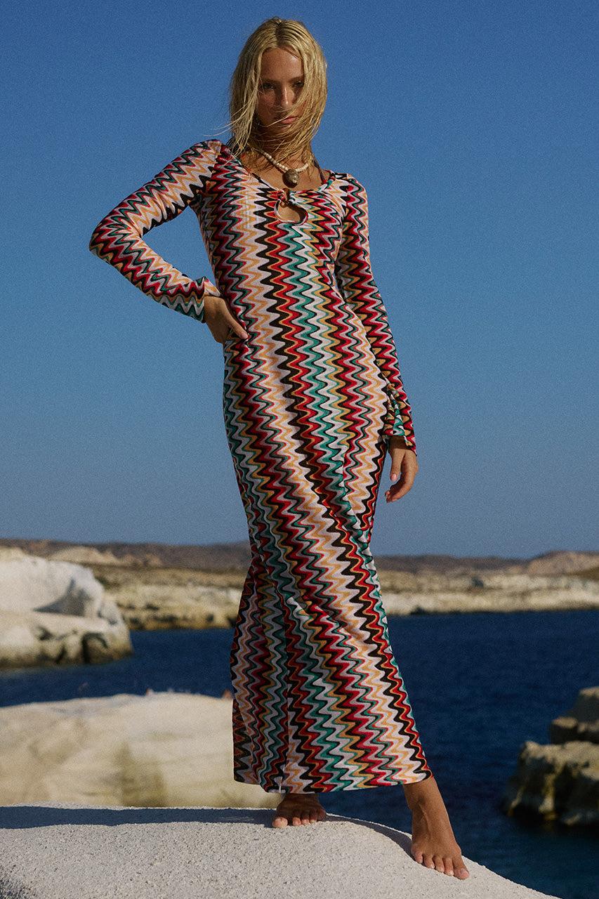 runaway the label EMERIE SCOOP NECK MAXI DRESS - XYLA WAVE