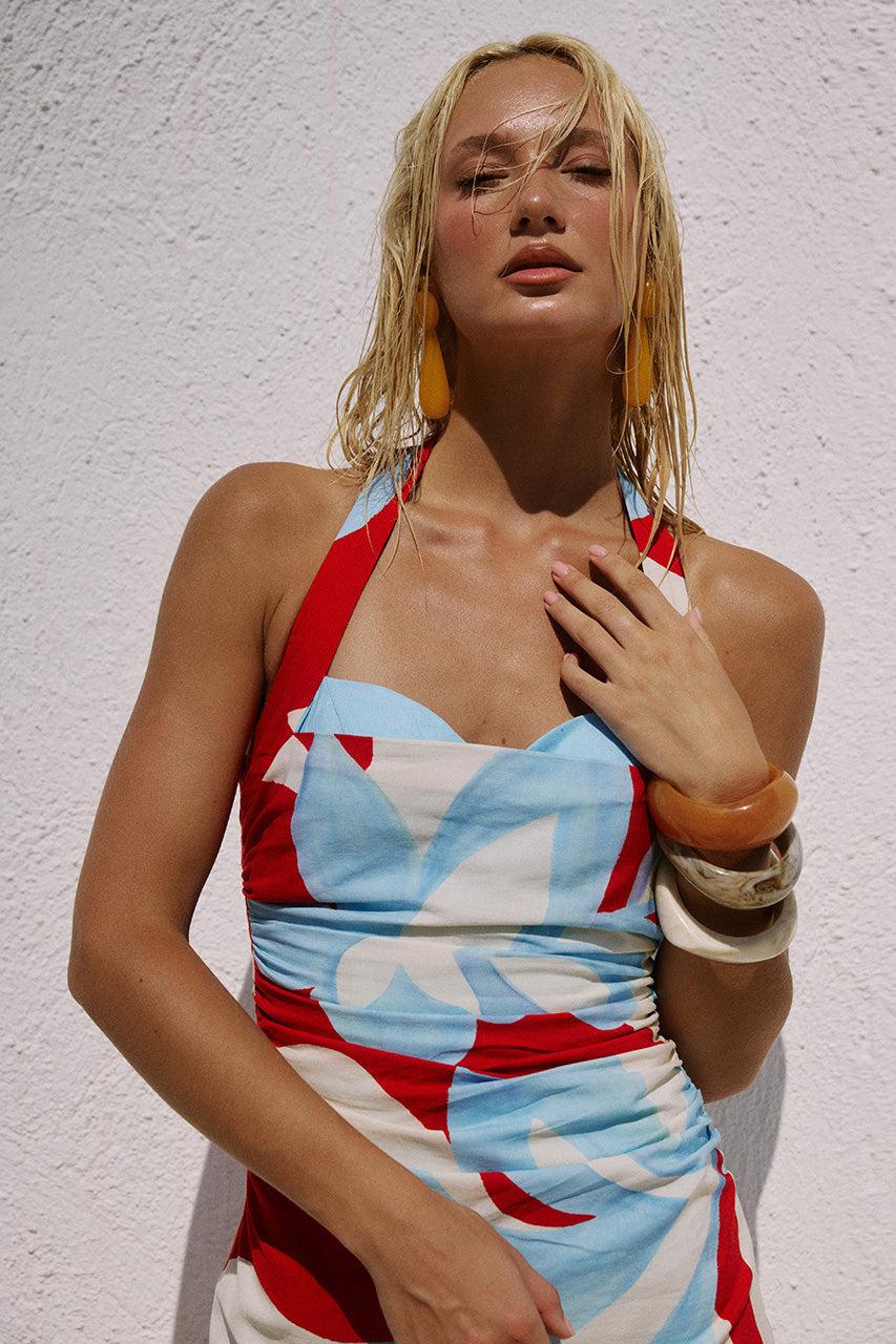 Runaway The Label EVIE SWEETHEART HALTER MINI DRESS - AMOREE RED