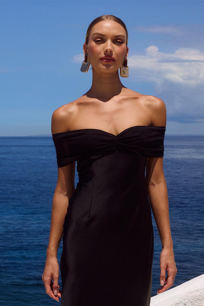 Runaway The Label KADIE OFF SHOULDER MAXI DRESS - BLACK