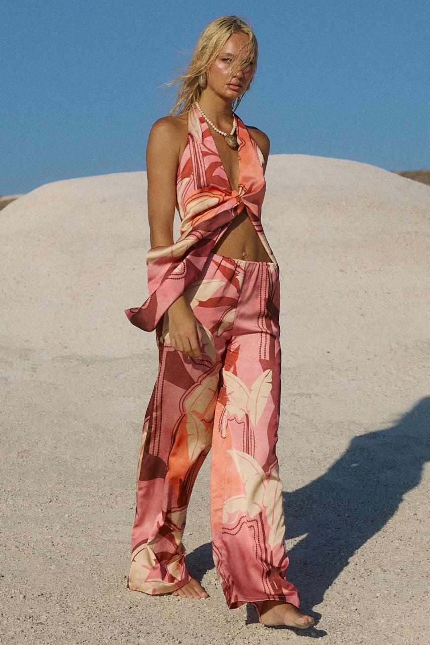 runaway the label KAELI ELASTICATED PALAZZO PANT - KAELI BERRY