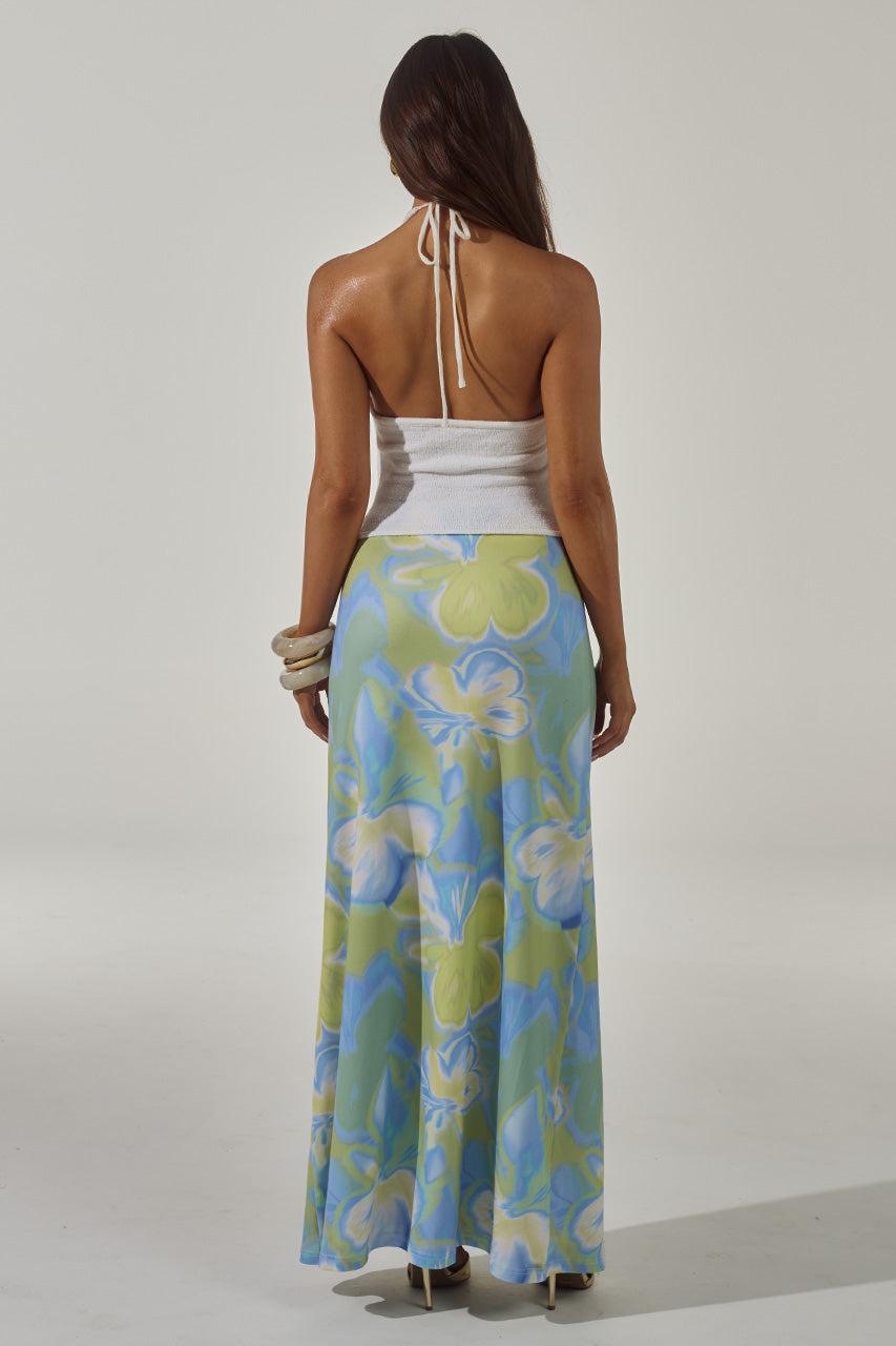 Runaway The Label KEAGAN CUTOUT KNIT MAXI DRESS - WHITE/LANA GREEN