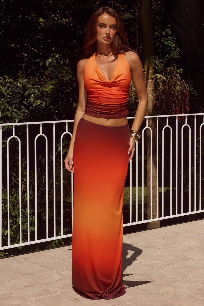 runaway the label LOTUS LOW WAIST MAXI SKIRT - BLAZE OMBRE