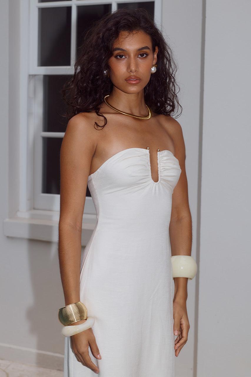 Runaway The Label MARTHA STRAPLESS MAXI DRESS - WHITE