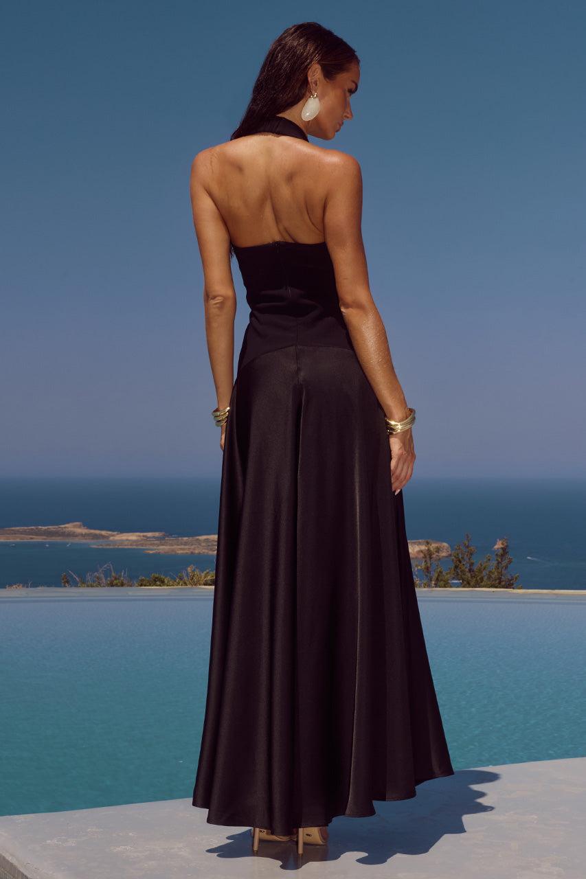 Runaway The Label ODINA SQUARE NECK MAXI DRESS - BLACK