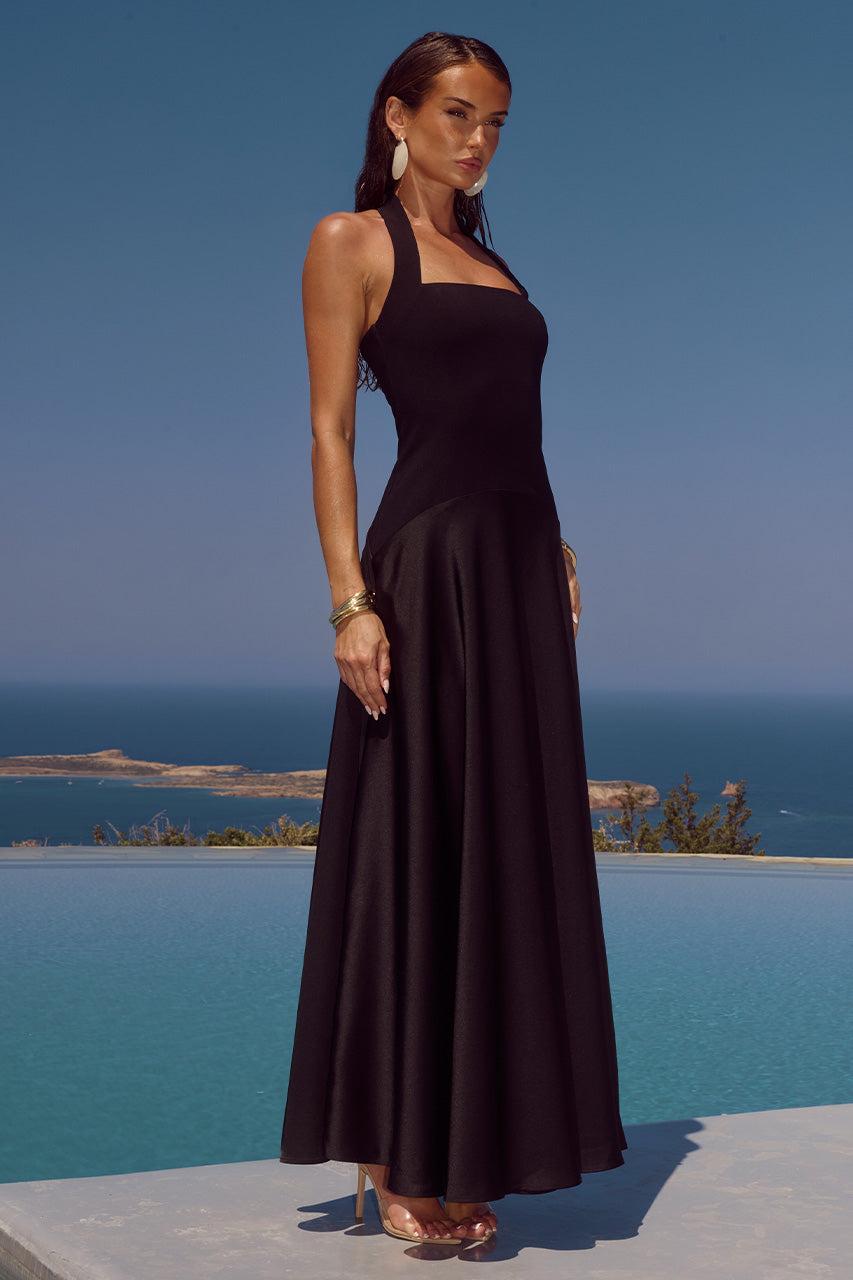 Runaway The Label ODINA SQUARE NECK MAXI DRESS - BLACK