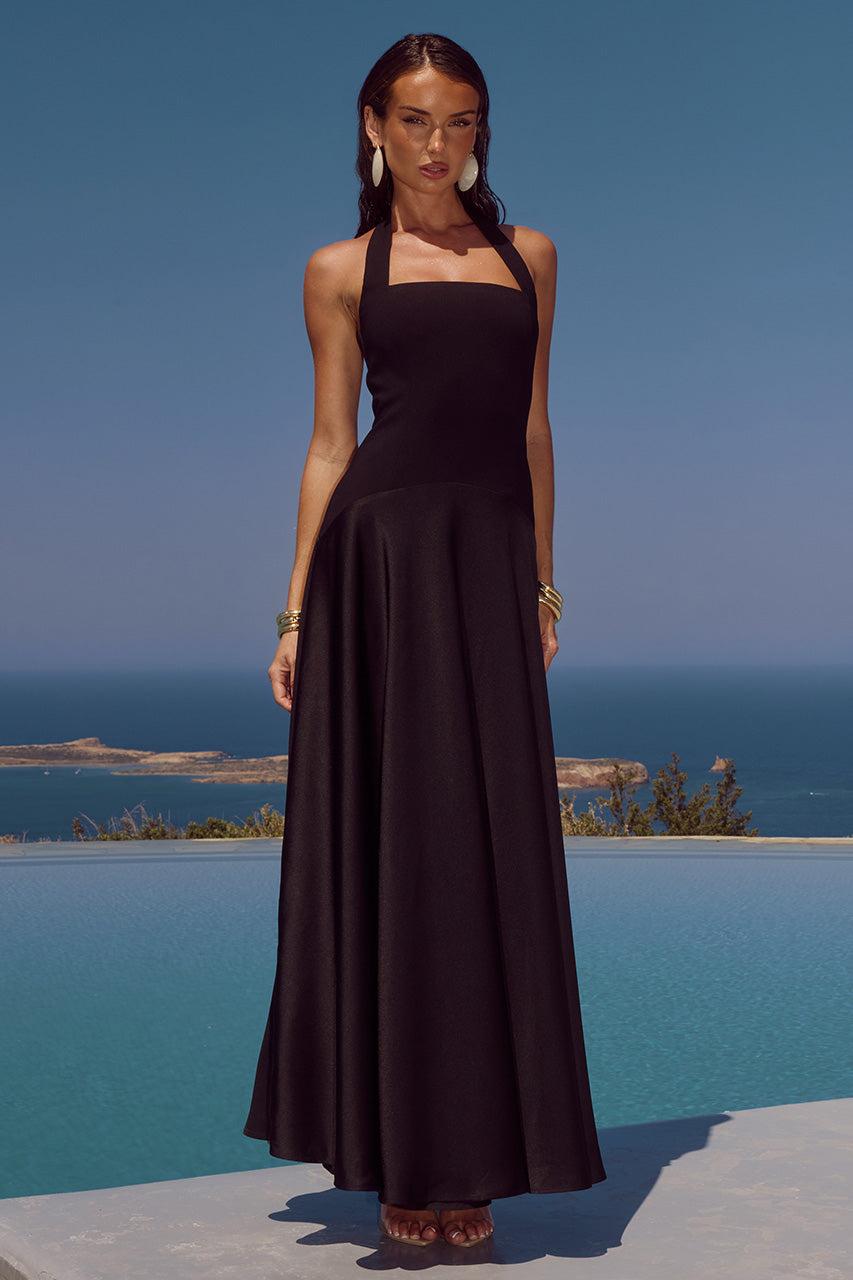 runaway the label ODINA SQUARE NECK MAXI DRESS - BLACK