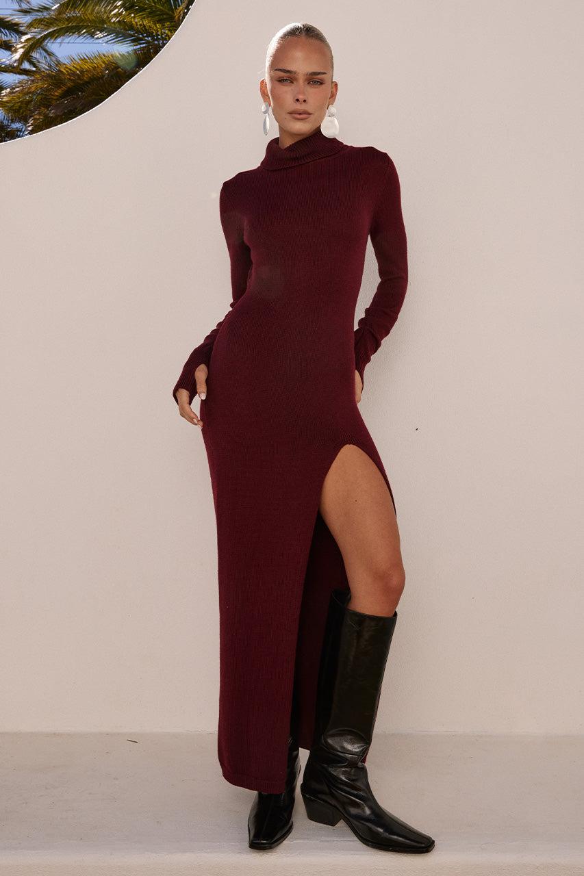 Runaway The Label PATRICIA SLEEVED MAXI DRESS - BURNT RED