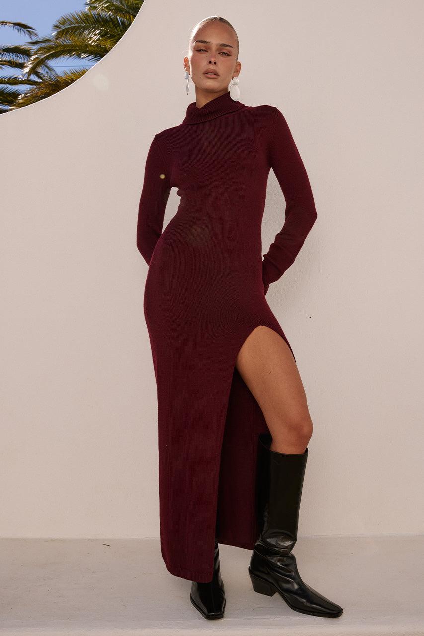 runaway the label PATRICIA SLEEVED MAXI DRESS - BURNT RED