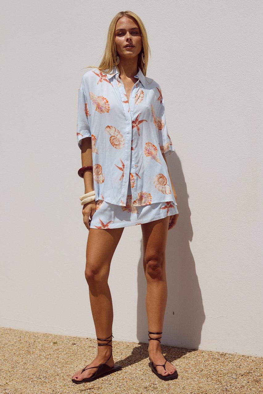 Runaway The Label ADELYN MINI SKIRT - BLUE SEASHELL