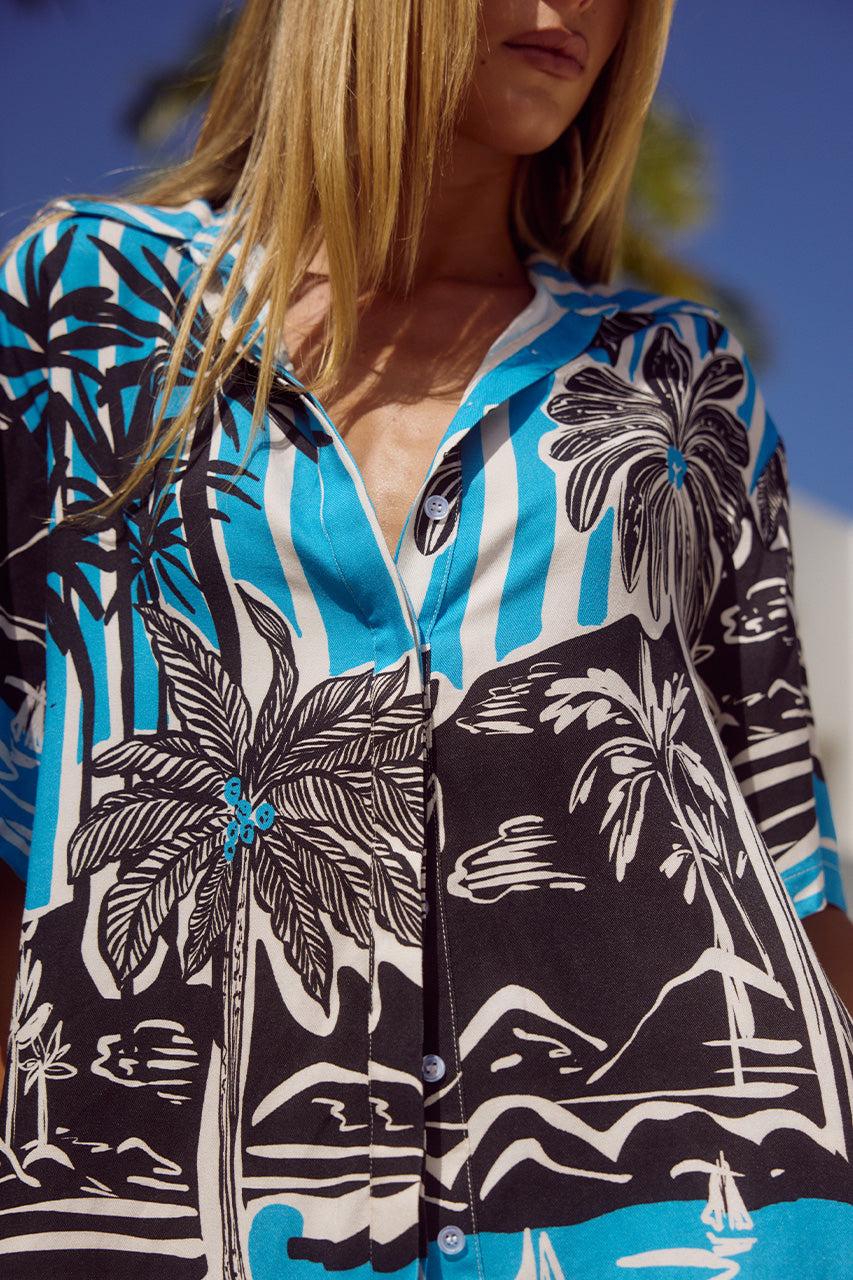 Runaway The Label ADELYN SHIRT - TROPEZ BLUE