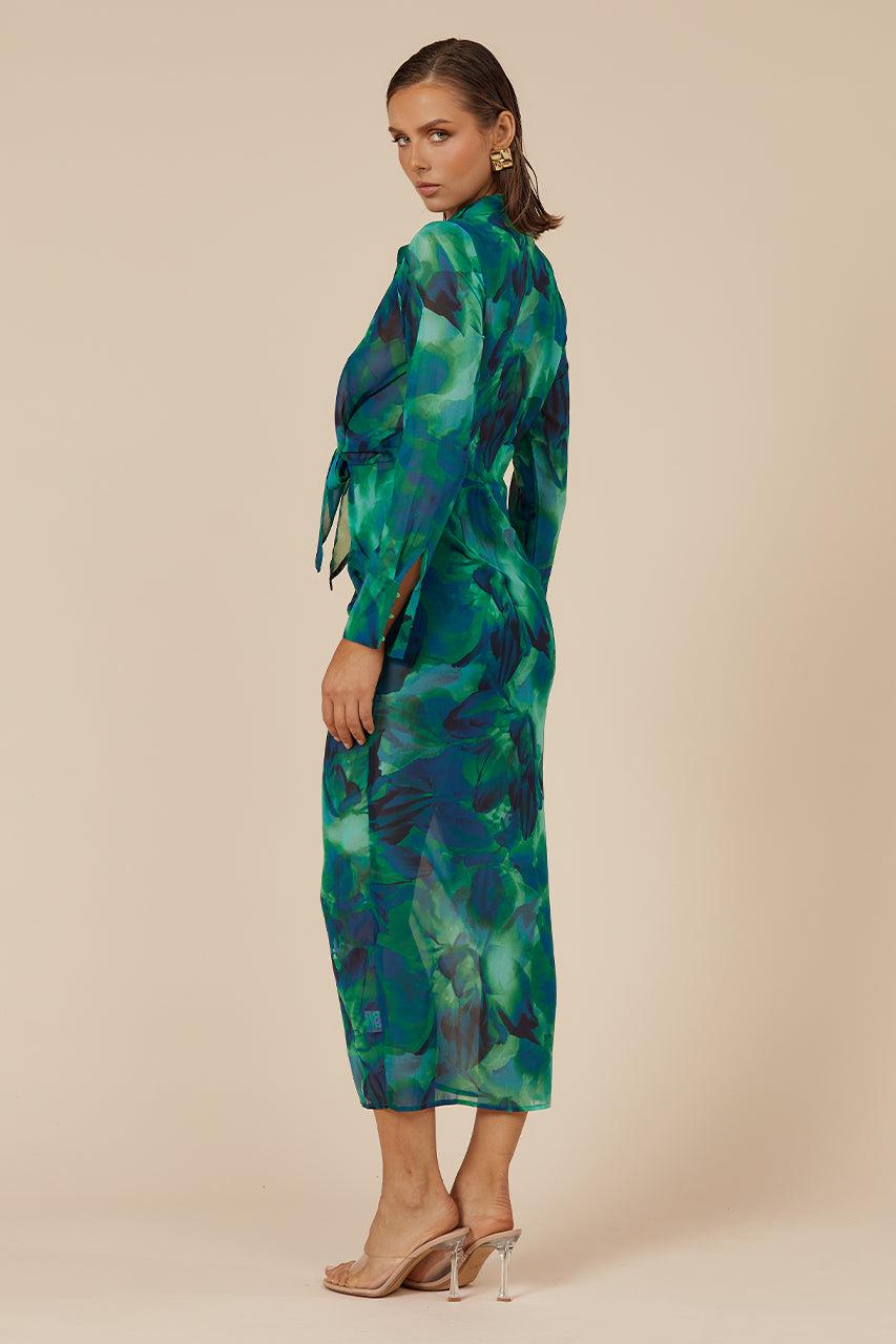 Runaway The Label Calista Shirt Dress - Green