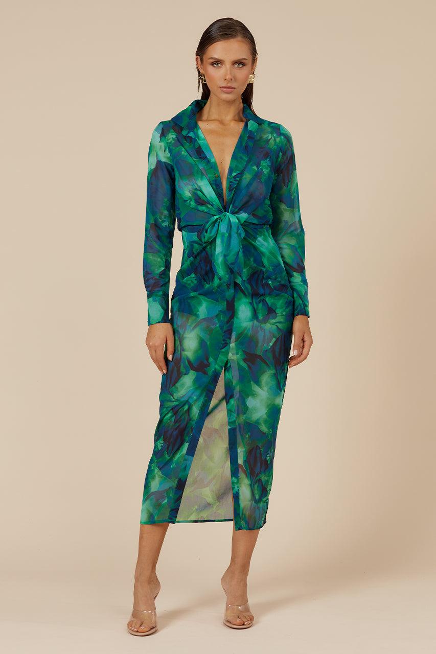 runaway the label Calista Shirt Dress - Green