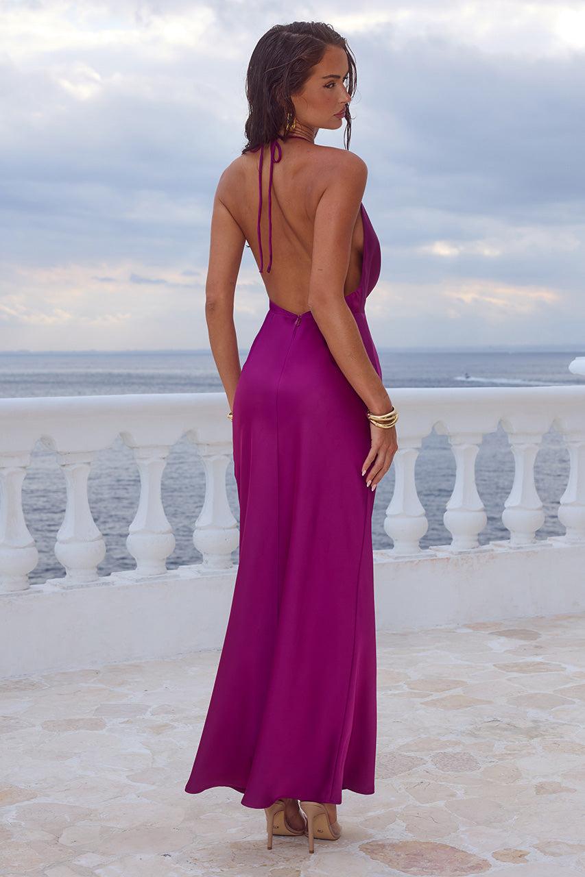 Runaway The Label ELENA LOW PLUNGE MAXI DRESS - PLUM