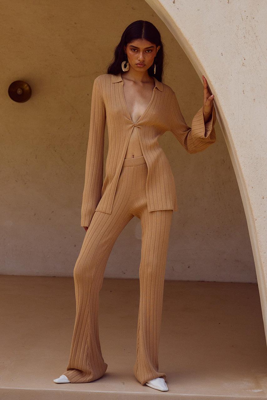 Runaway The Label ELOWEN KNIT PANT - FAWN