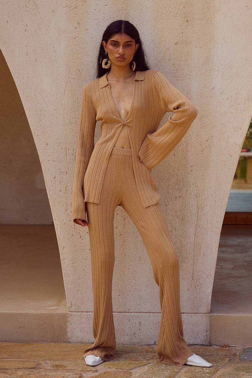 Runaway The Label ELOWEN KNIT PANT - FAWN