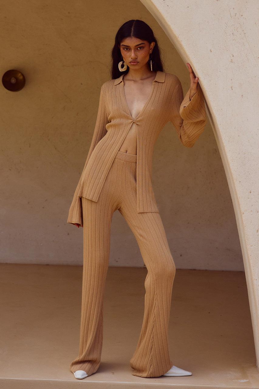 runaway the label ELOWEN KNIT PANT - FAWN