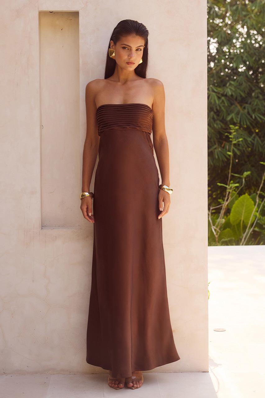 Runaway The Label ELSA MAXI DRESS - CHOCOLATE