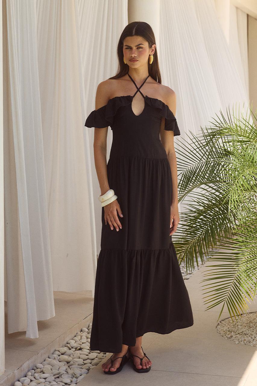 Runaway The Label ETALLIA MAXI DRESS - BLACK