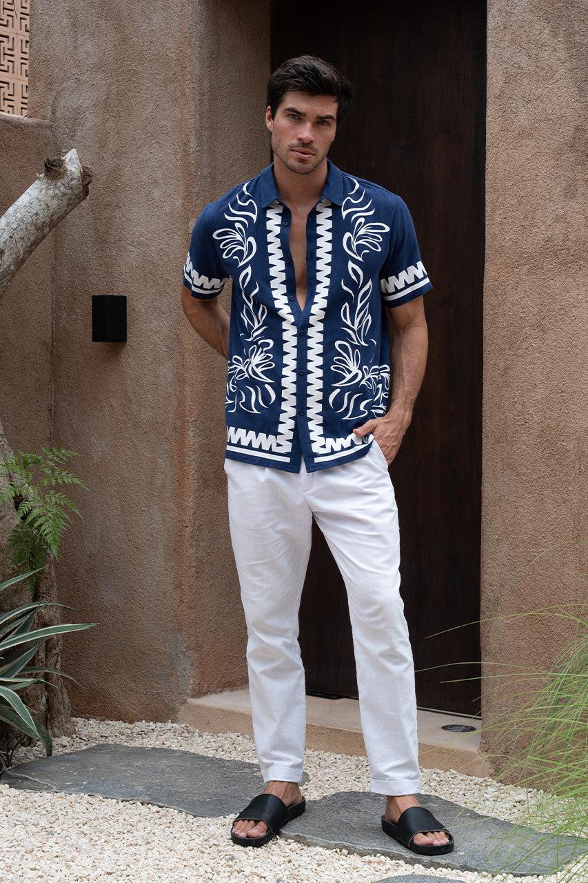 Runaway The Label FLORIAN SHIRT - BLUE/WHITE