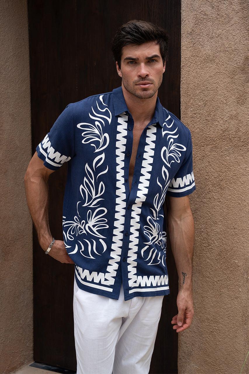 Runaway The Label FLORIAN SHIRT - BLUE/WHITE