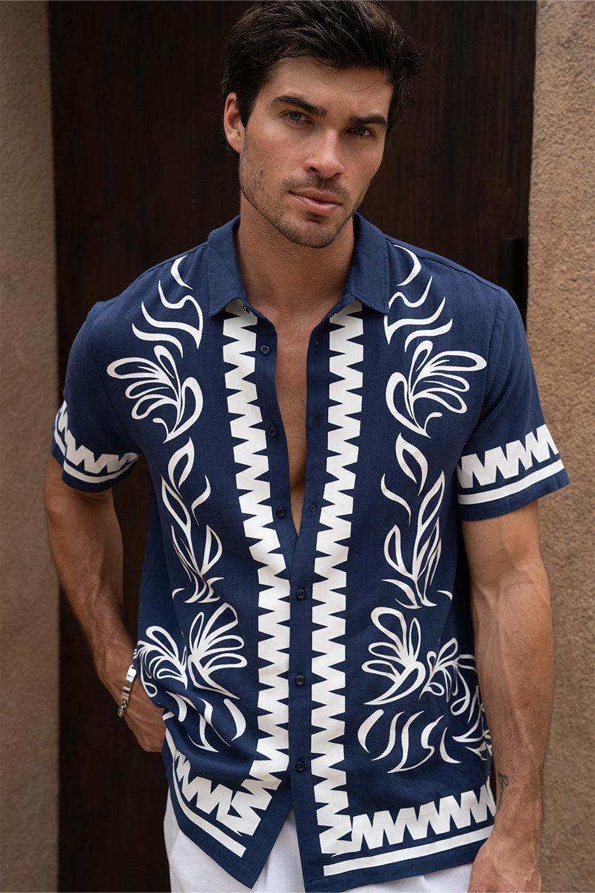 runaway the label FLORIAN SHIRT - BLUE/WHITE