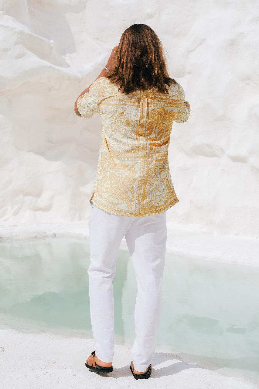 Runaway The Label HAVANNA SHIRT - TAN/WHITE