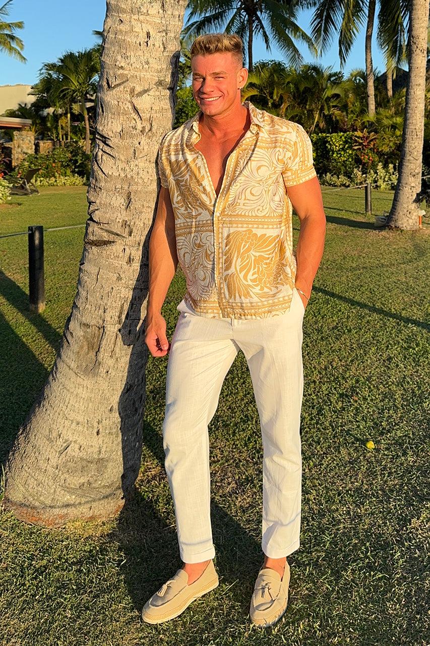 Runaway The Label HAVANNA SHIRT - TAN/WHITE