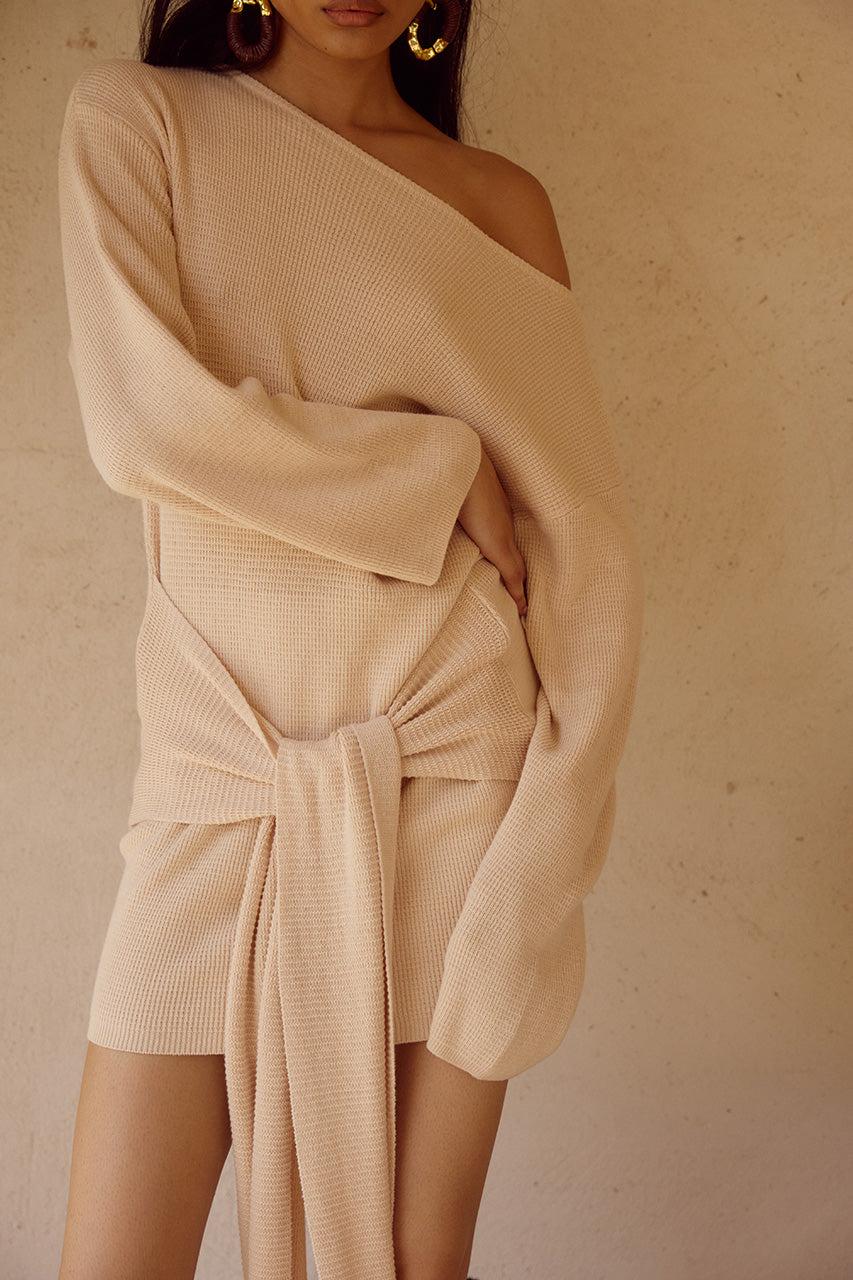 Runaway The Label HIMARI KNIT MINI DRESS - SAND