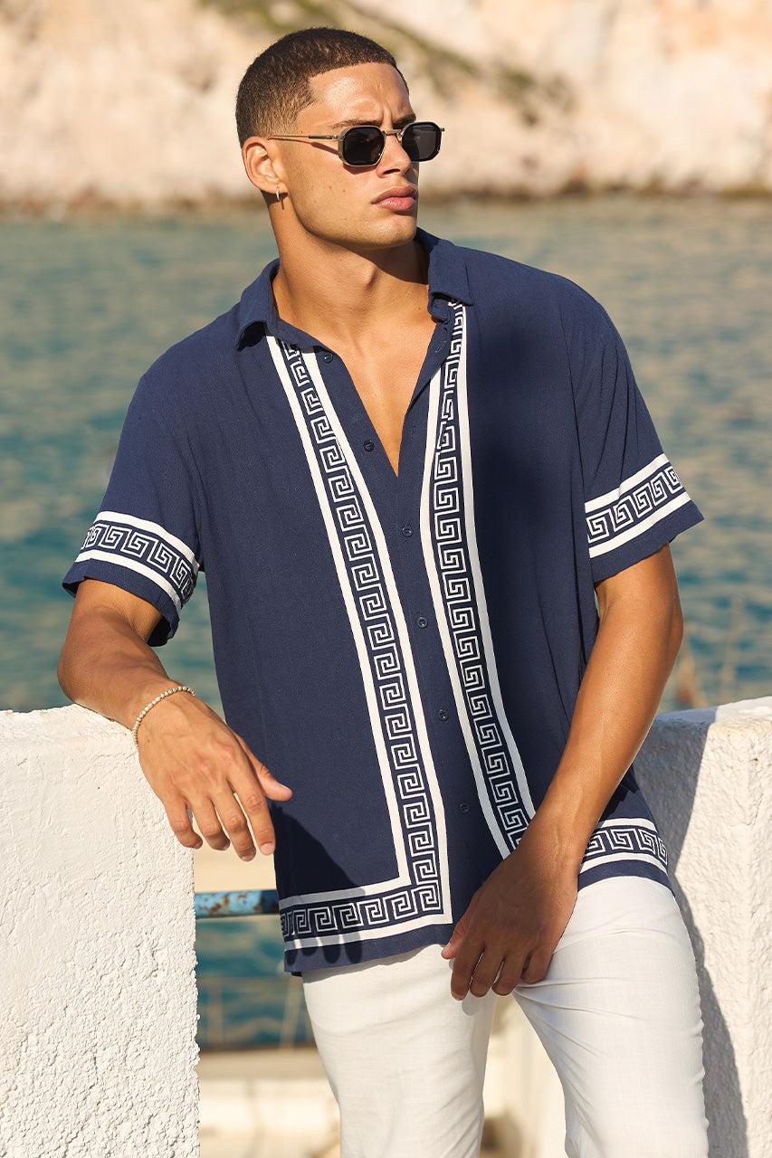 Runaway The Label JACOB SHIRT - NAVY/WHITE