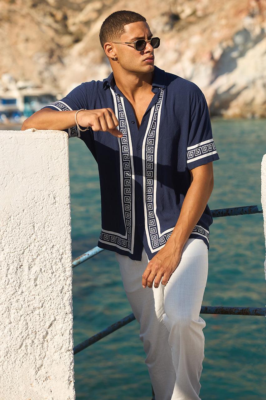 Runaway The Label JACOB SHIRT - NAVY/WHITE