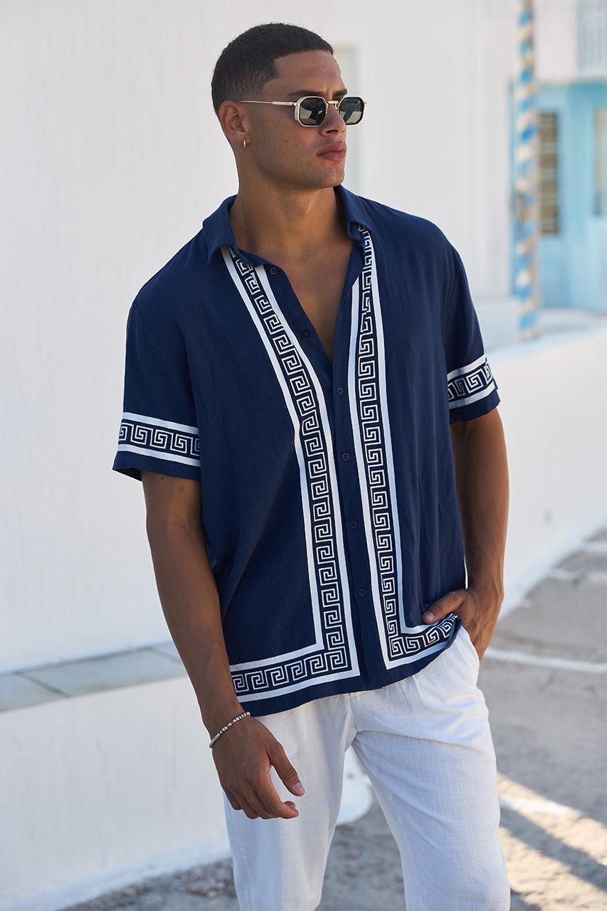 runaway the label JACOB SHIRT - NAVY/WHITE