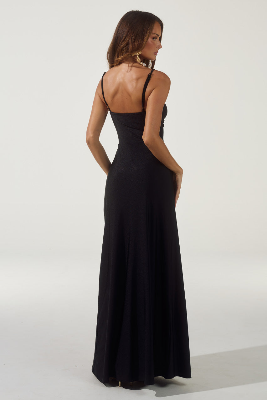 Runaway The Label KALENA PLUNGE MAXI DRESS - BLACK