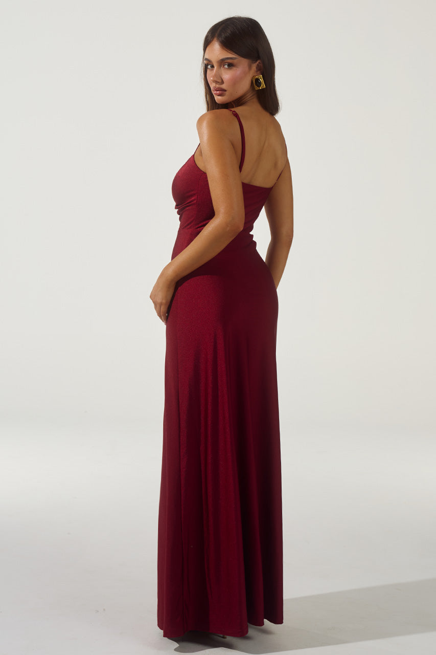 Runaway The Label KALENA PLUNGE MAXI DRESS - CHERRY