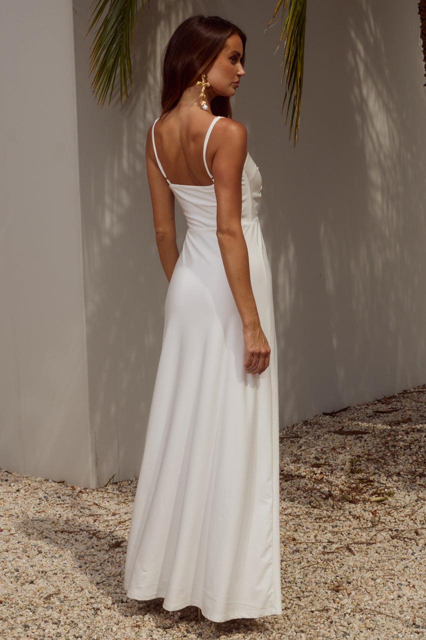 Runaway The Label KALENA PLUNGE MAXI DRESS - WHITE