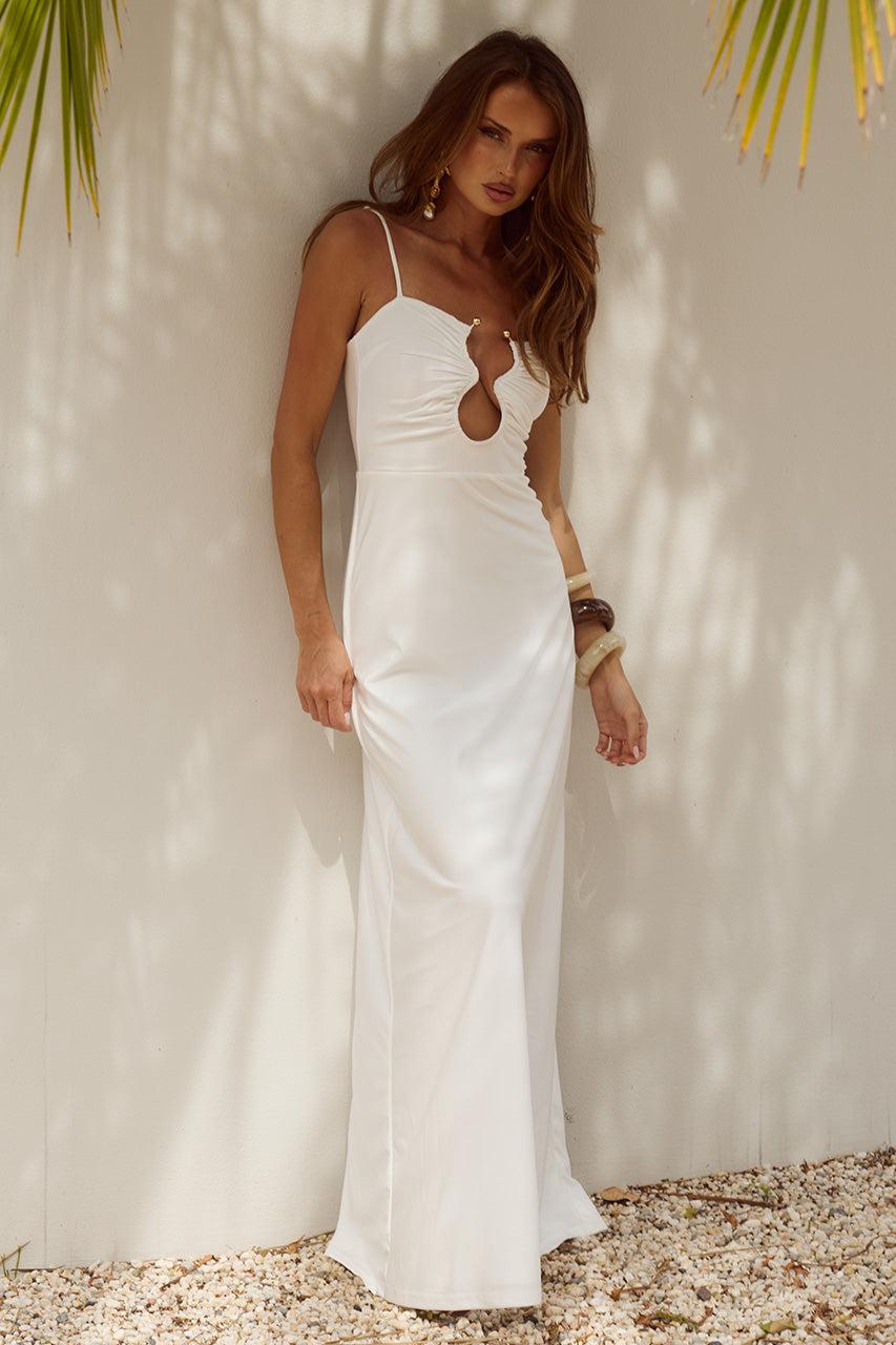 Runaway The Label KALENA PLUNGE MAXI DRESS - WHITE